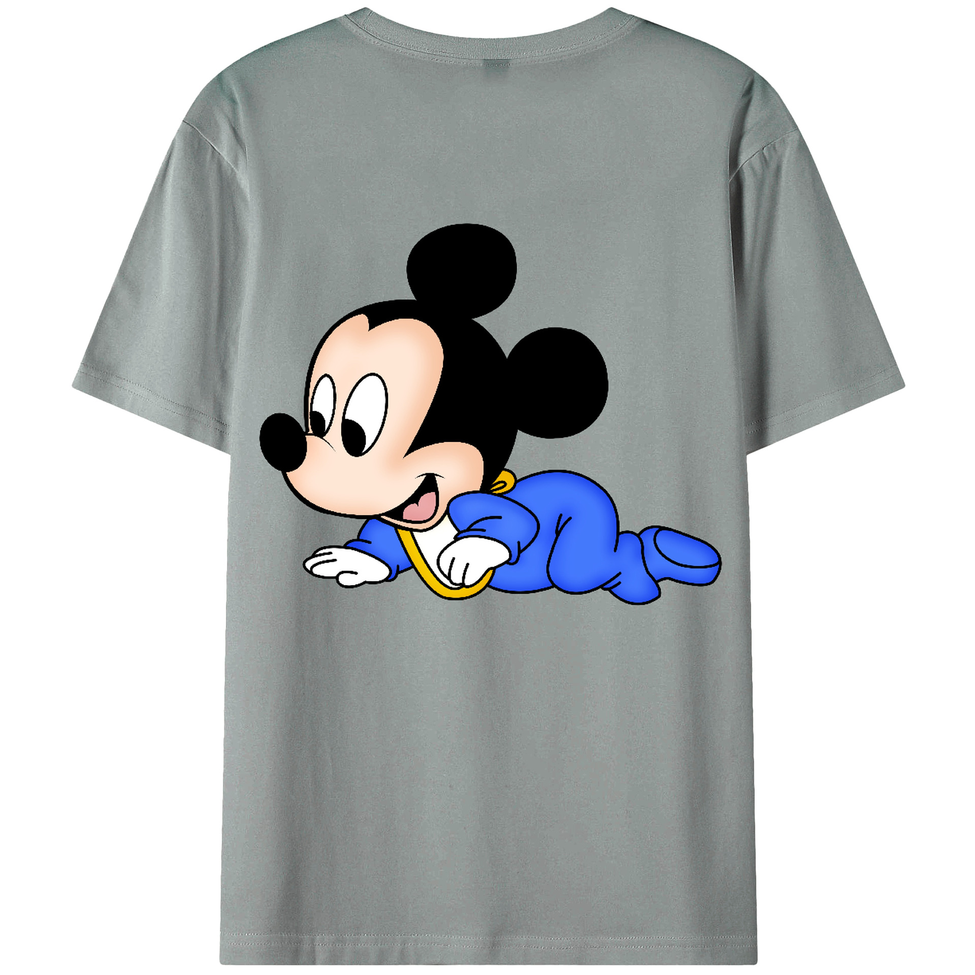 ミッキーマウス Mickey Mouse 綿100％ メンズ半袖Tシャツ（バックプリント） 通気性